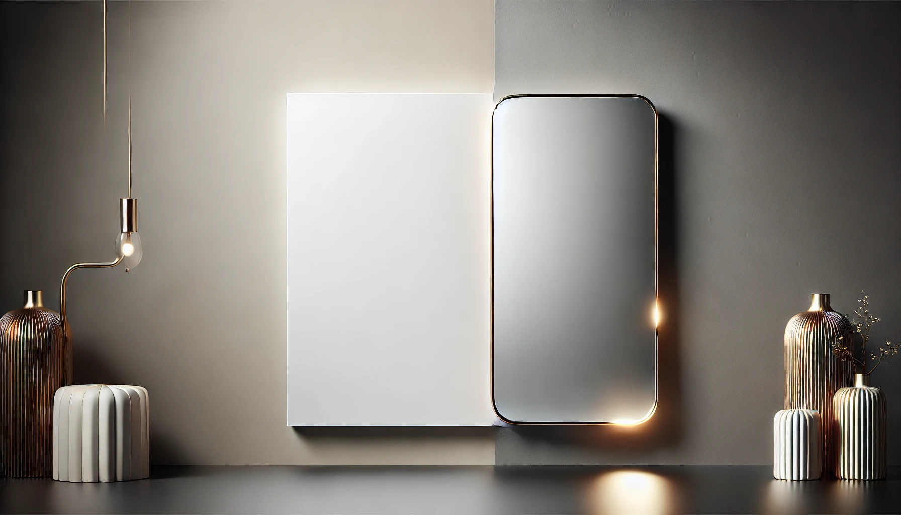 DALL·E 2024-11-27 01.09.03 - A modern banner image for showcasing a luxurious wall-mounted mirror positioned on the right side of the frame. The left side is left clean and minima